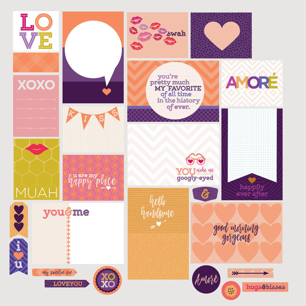 Love-themed digital scrapbook cards